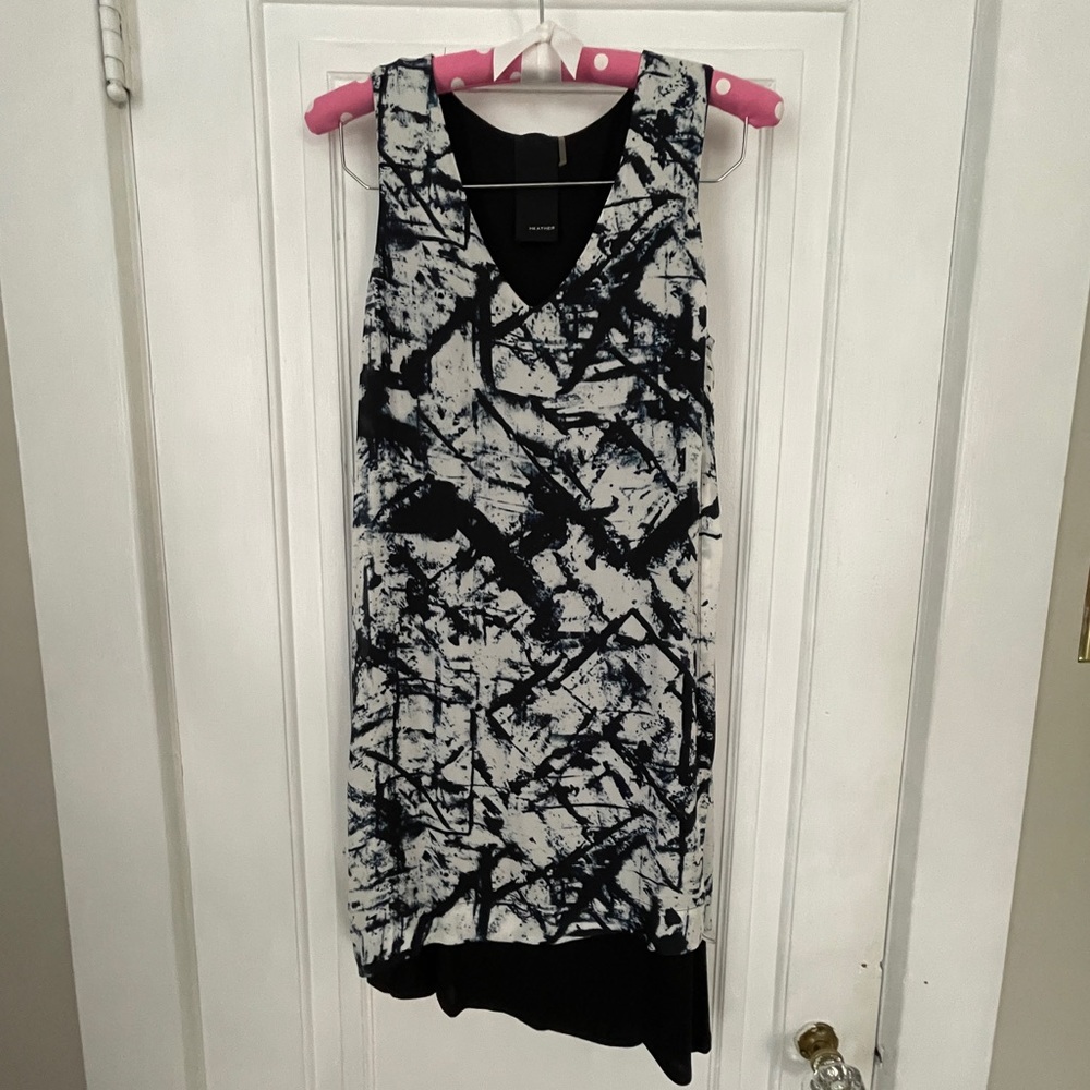 Heather Small Graphic Print Assymetrical Mini Dress
